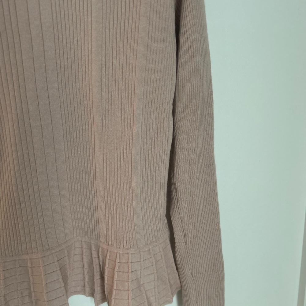 Tory Burch Ribbed Ballet Pink Peplum Sweater Silk/Cashmere Blend Large - Picture 5 of 15